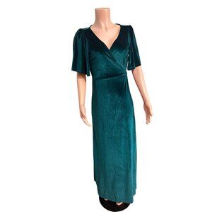 Baltic Born Esmerelda Velvet Wrap Maxi Dress Forest Green Medium
